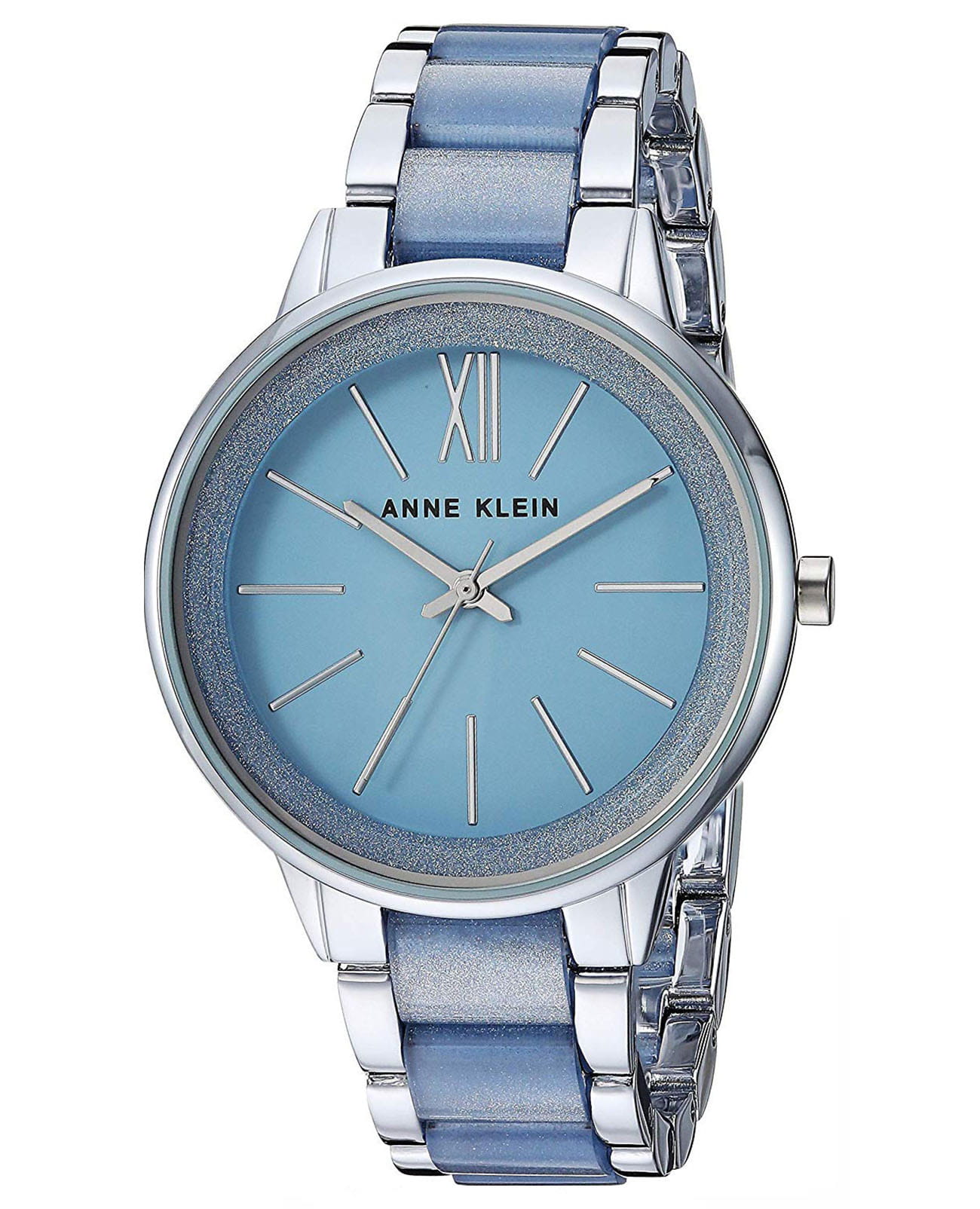 Anne Klein Anne Klein Plastic  1413LBSV  1413LBSV кварцевые женские часы голубой циферблат, браслет сталь + полимер — вид спереди