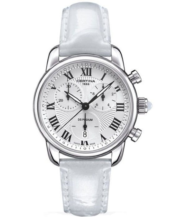Certina Certina DS Podium C025.217.16.018.01  C0252171601801 кварцевые женские часы белый циферблат, браслет кожаный — вид спереди