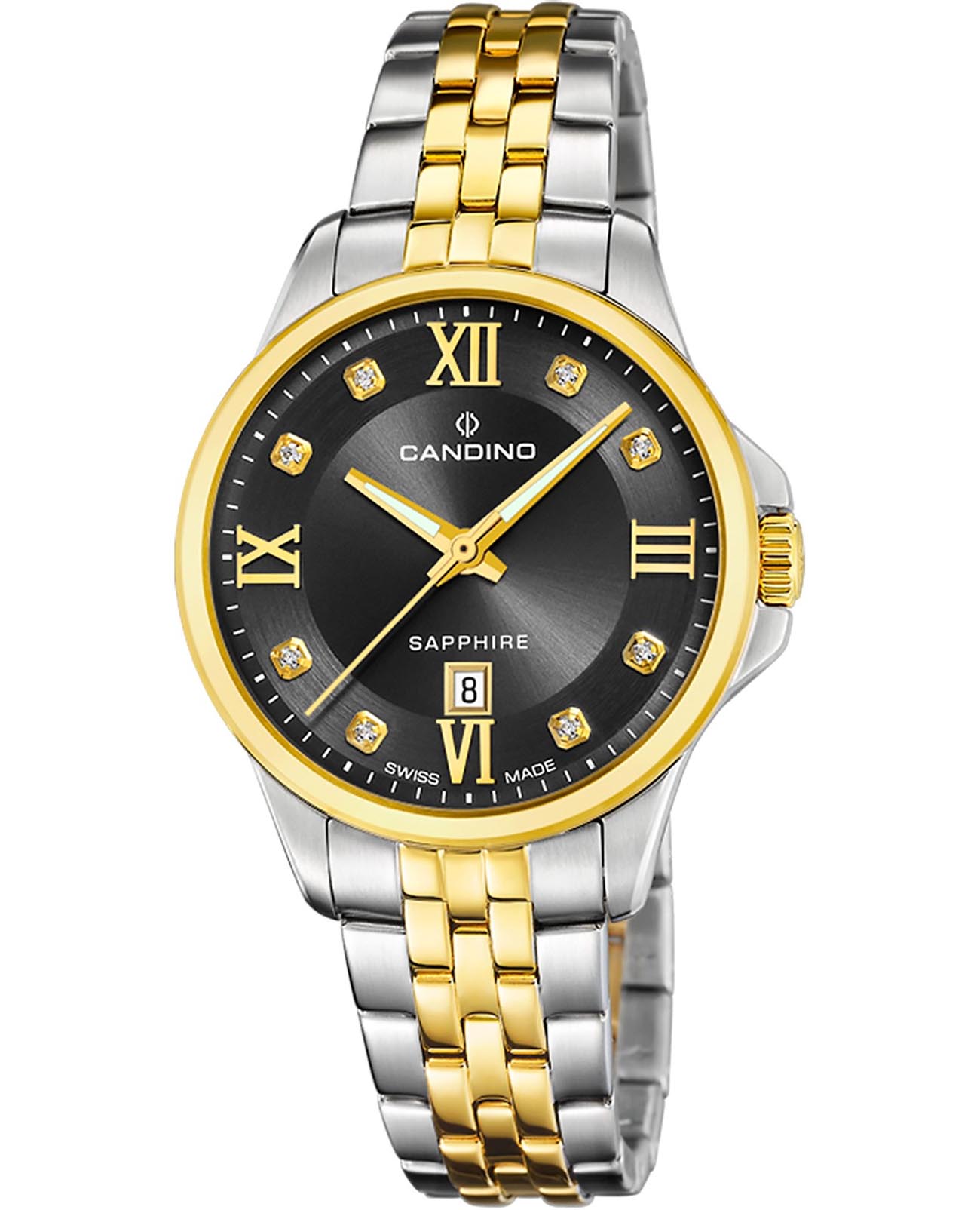 Candino Candino Lady Elegance Date C4767/5  C4767/5 кварцевые женские часы черный циферблат, браслет нержавеющая сталь с pvd-покрытием — вид спереди