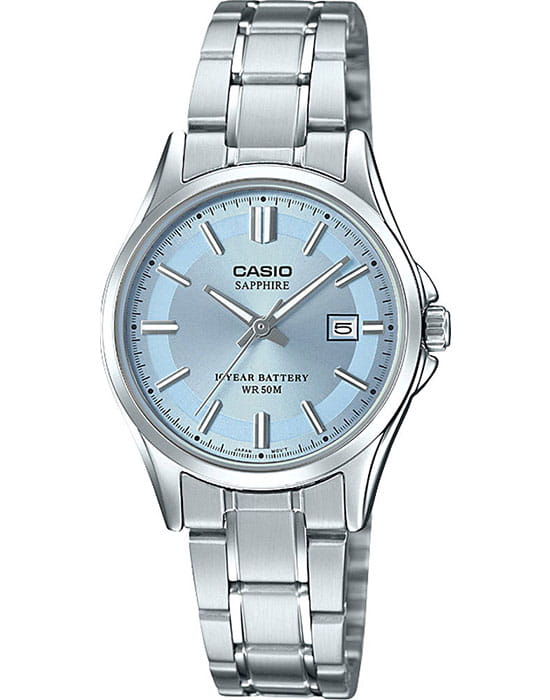 Casio Casio Collection LTS-100D-2A7E  LTS-100D-2A1VEF кварцевые женские часы голубой циферблат, браслет нержавеющая сталь — вид спереди