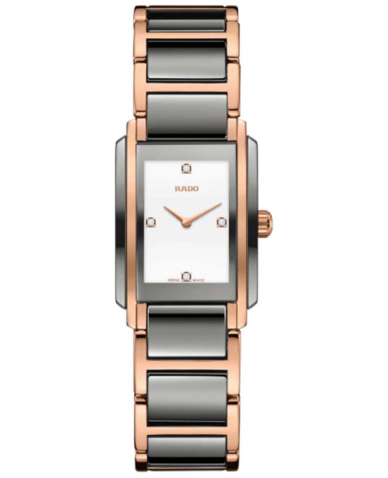 Rado Rado Integral Diamonds R20141712  R20141712 кварцевые женские часы белый циферблат, браслет сталь + pvd + керамика — вид спереди
