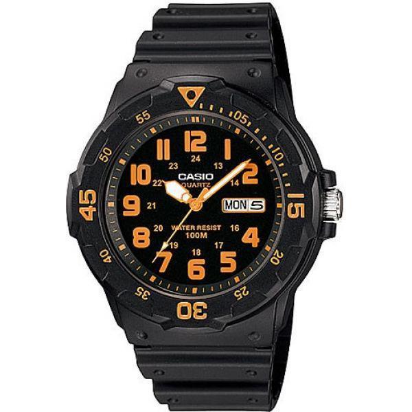 Casio Casio Illuminator MRW-200H-4BVDF (MRW-200H-4B)  MRW-200H-4B кварцевые мужские часы черный циферблат, браслет резина — вид спереди