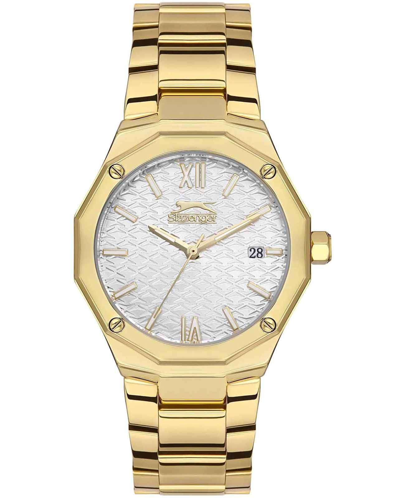 Slazenger Slazenger SL.09.2149.3.02  SL.09.2149.3.02 кварцевые женские часы серебристый циферблат, браслет суперметалл с ip покрытием — вид спереди