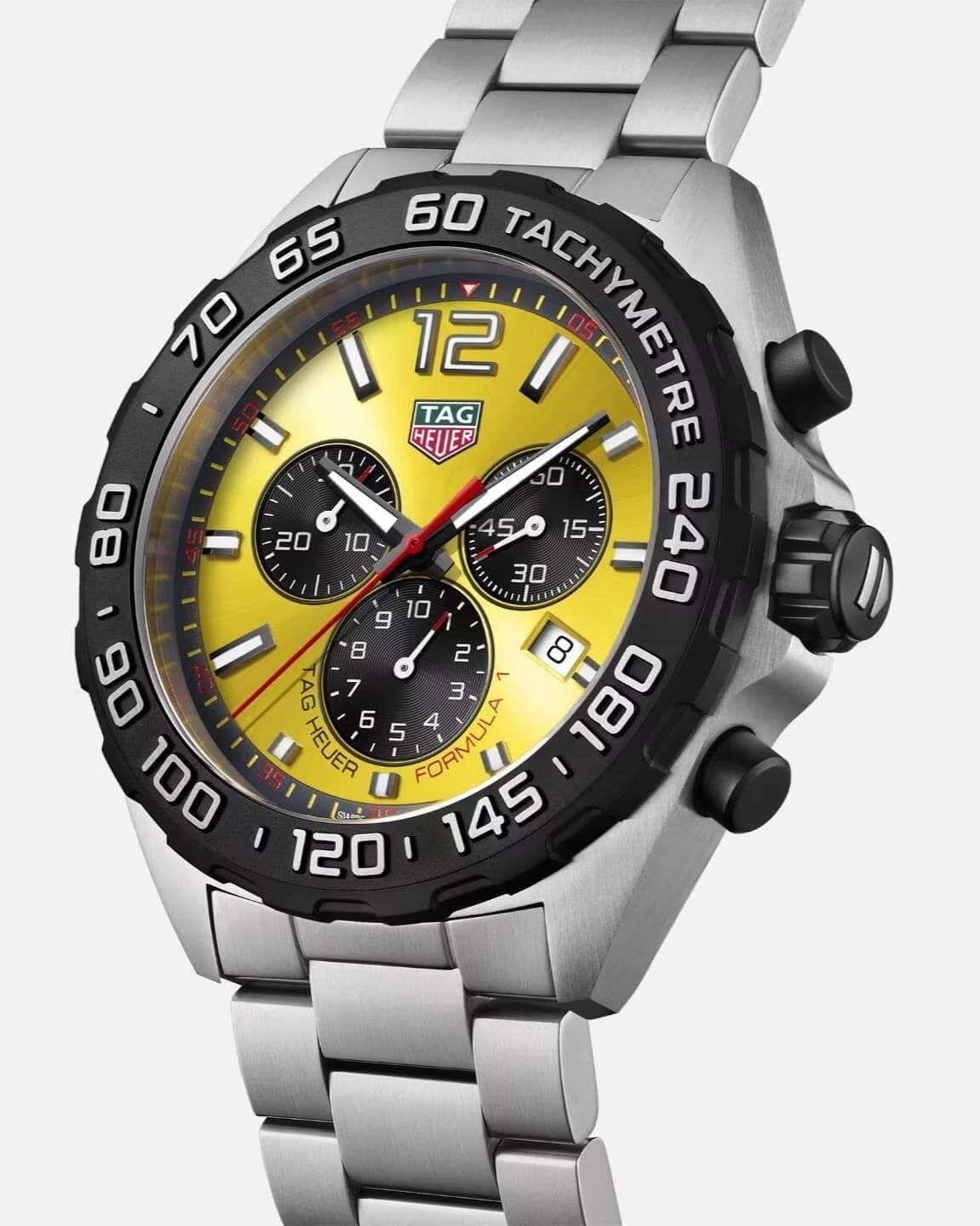 TAG Heuer TAG Heuer Formula 1 CAZ101AM.BA0842 кварцевые мужские часы часы крупный план желтый циферблата
