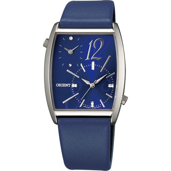 Orient Orient UBUF004D (FUBUF004D)  FUBUF004D  женские часы синий циферблат, браслет кожа + текстиль — вид спереди
