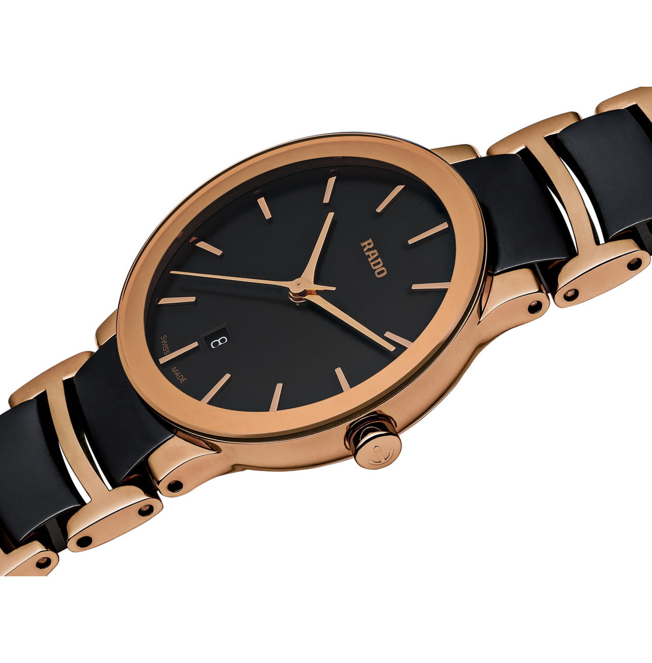 Rado Rado Centrix Diamonds R30555732, centrix швейцария женские часы на браслете сталь + pvd + керамика боковой вид