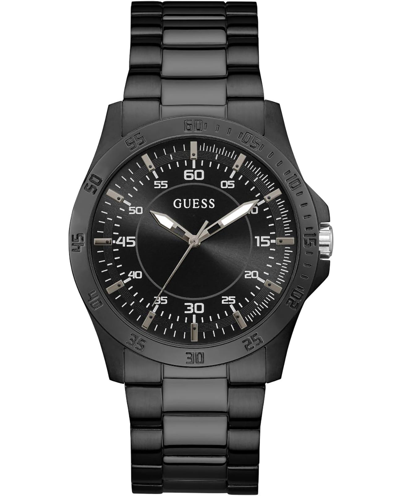 Guess Guess Sport Steel GW0207G2  GW0207G2 кварцевые мужские часы черный циферблат, браслет сталь с ip покрытием — вид спереди