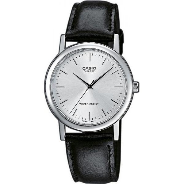Casio Casio MTP-1261PE-7A  MTP-1261PE-7A кварцевые мужские часы серый циферблат, браслет кожа + текстиль — вид спереди