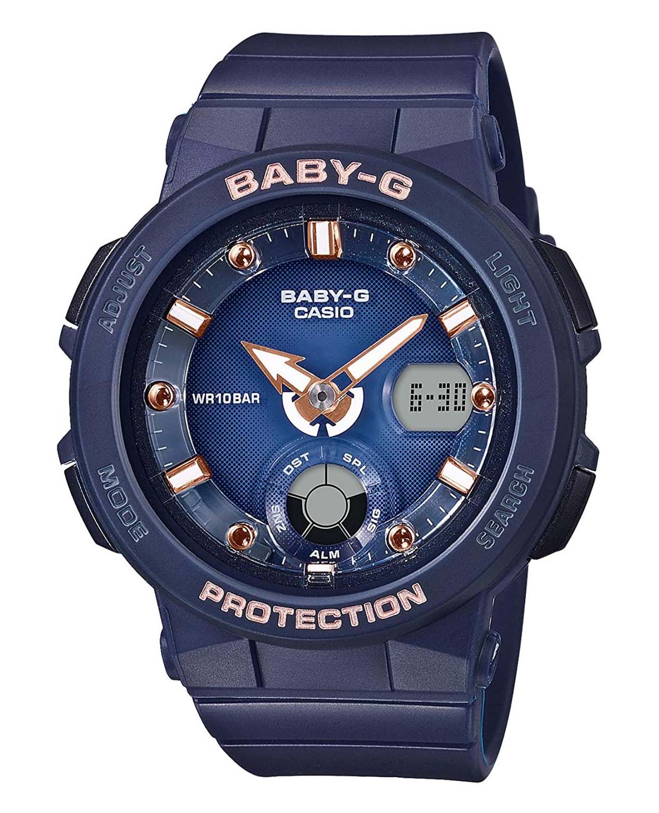 Casio Casio Baby-G BGA-250-2A2  BGA-250-2A2 кварцевые женские часы синий циферблат, браслет пластик — вид спереди