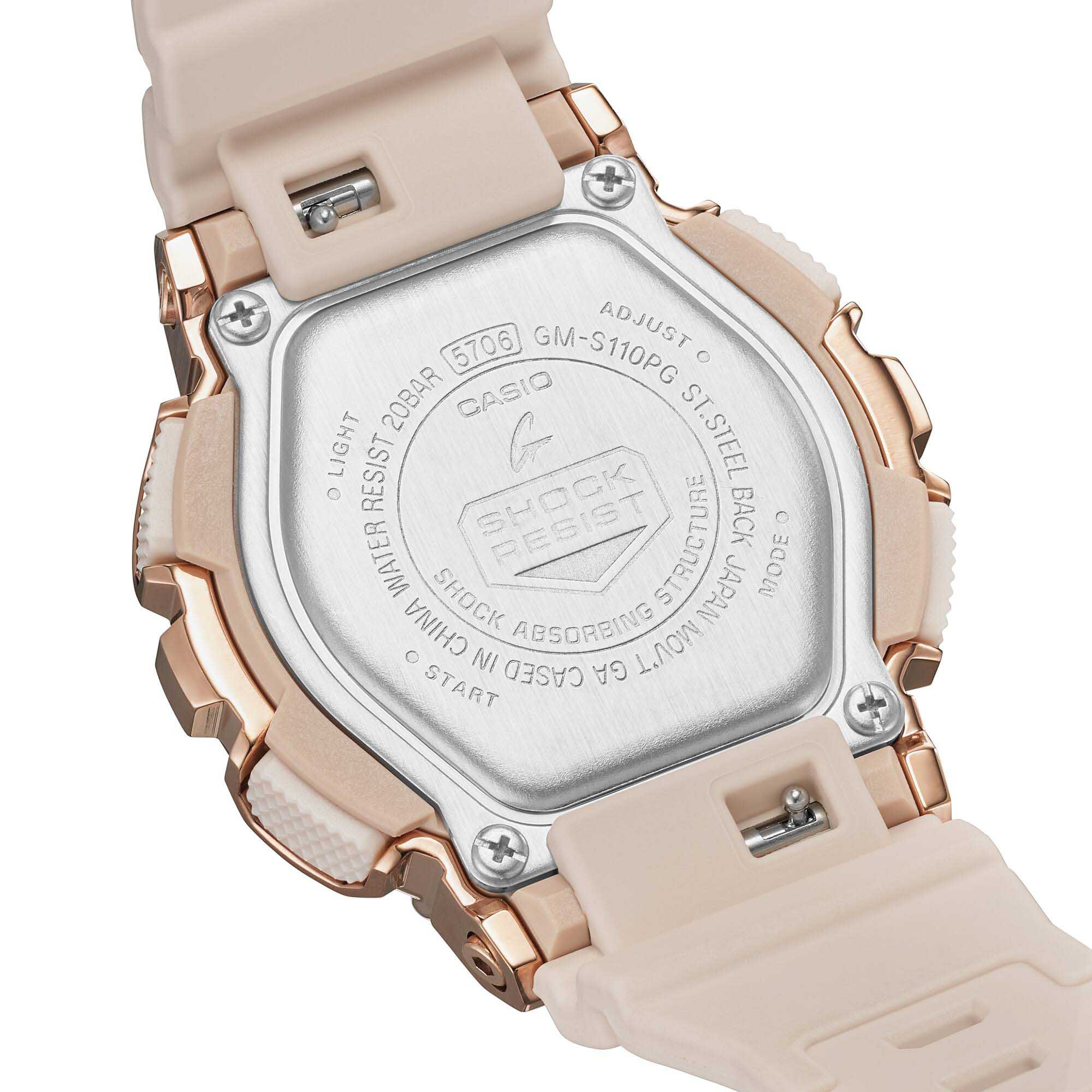 Casio Casio G-Shock GM-S110PG-4ADR (GM-S110PG-4A) электронные женские часы часы крупный план красный циферблата