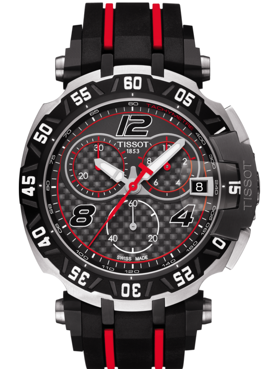 Tissot Tissot T-Race Motogp 2016 Chronograph T092.417.27.207.00 T Race T0924172720700 кварцевые мужские часы черный циферблат, браслет каучук — вид спереди