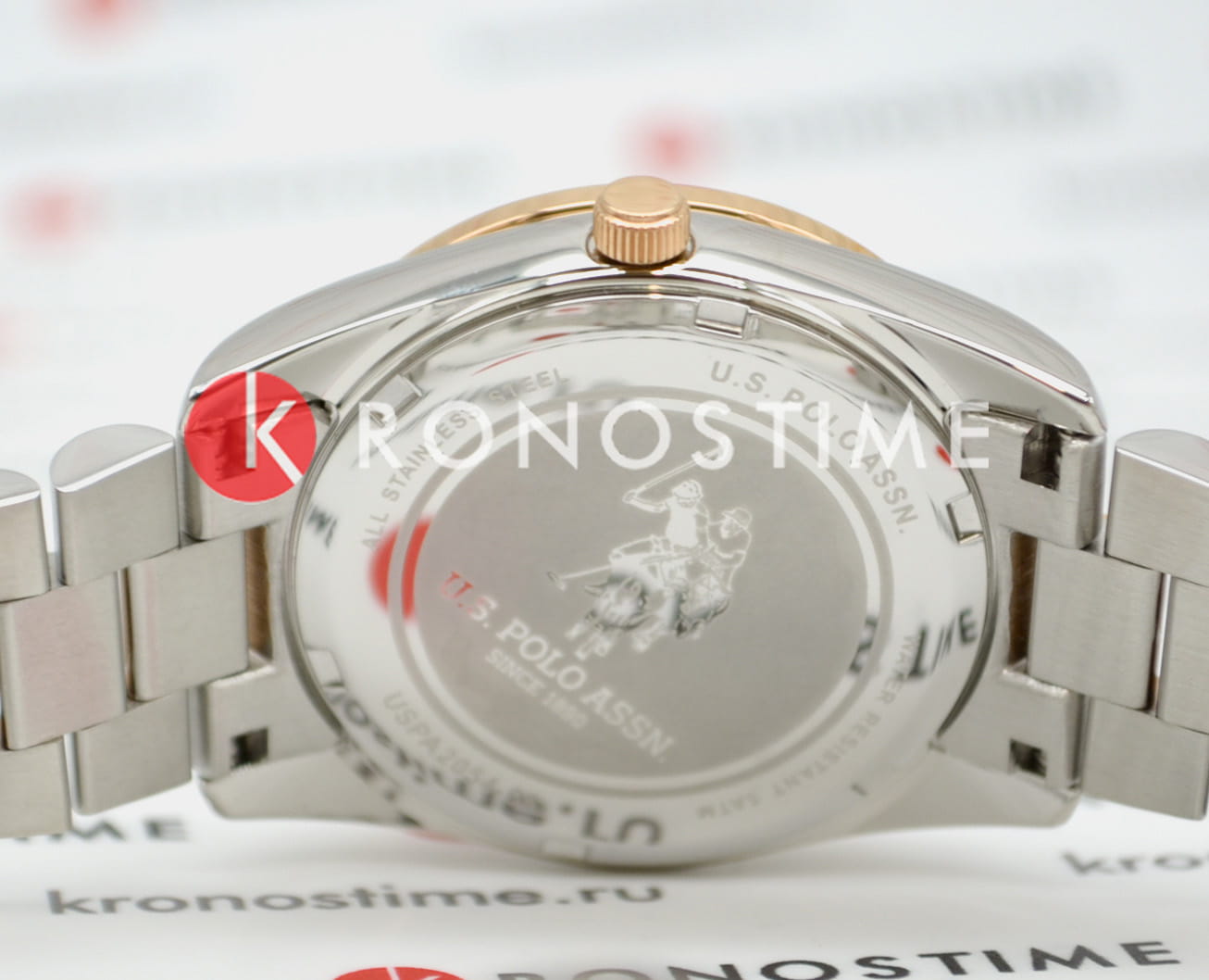 U.S. Polo Assn. U.S. Polo Assn. Stile USPA2054-05  - задняя крышка металл сталь корпуса, сша часы