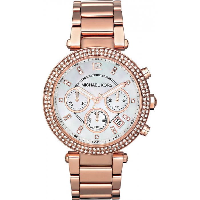 Michael Kors Michael Kors Ritz MK5491  MK5491 кварцевые женские часы белый циферблат, браслет сталь с ip покрытием — вид спереди
