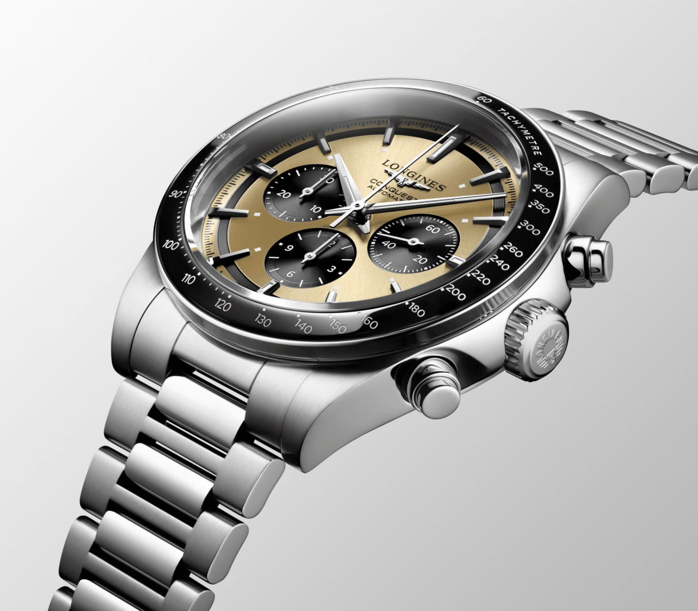 Longines Longines Conquest L3.835.4.32.6 мужские часы шампань циферблат на запястье