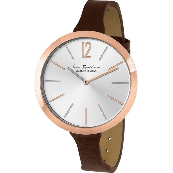Jacques Lemans Jacques Lemans LP-115C  LP-115C кварцевые женские часы серый циферблат, браслет кожа + текстиль — вид спереди