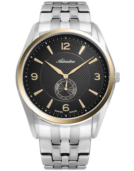 Adriatica Adriatica Premiere A8279.2156Q  A8279.2156Q кварцевые мужские часы черный циферблат, браслет нержавеющая сталь — вид спереди