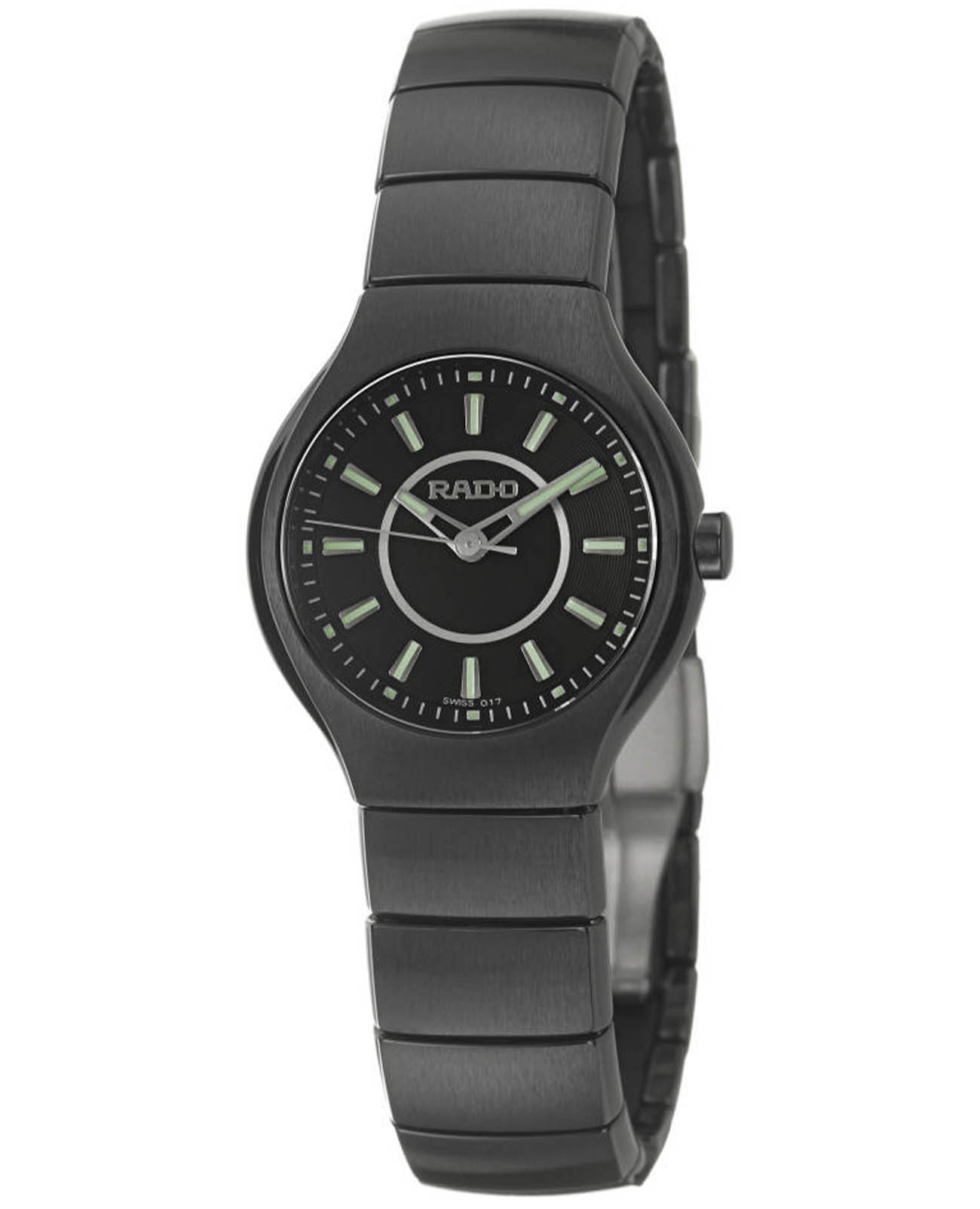 Rado Rado True R27678172  R27678172 кварцевые женские часы черный циферблат, браслет высокотехнологичная плазменная керамика — вид спереди