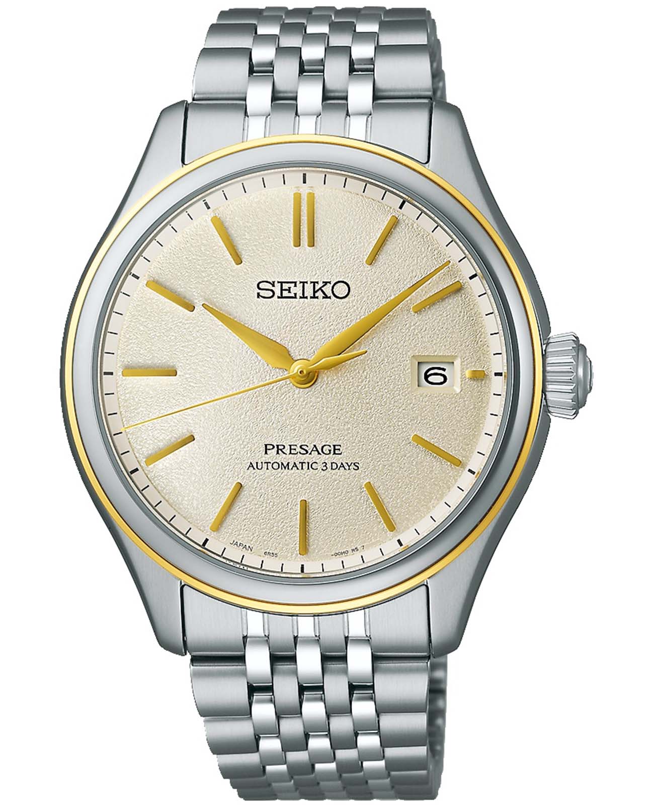 Seiko Seiko Presage Classic Series SPB478 Classic Series SPB478 механические мужские часы бежевый циферблат, браслет нержавеющая сталь — вид спереди
