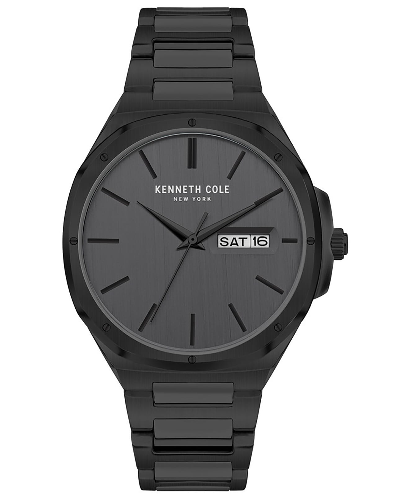 Kenneth Cole Kenneth Cole Classic KCWGH2104804  KCWGH2104804 кварцевые мужские часы черный циферблат, браслет сталь c pvd покрытием — вид спереди