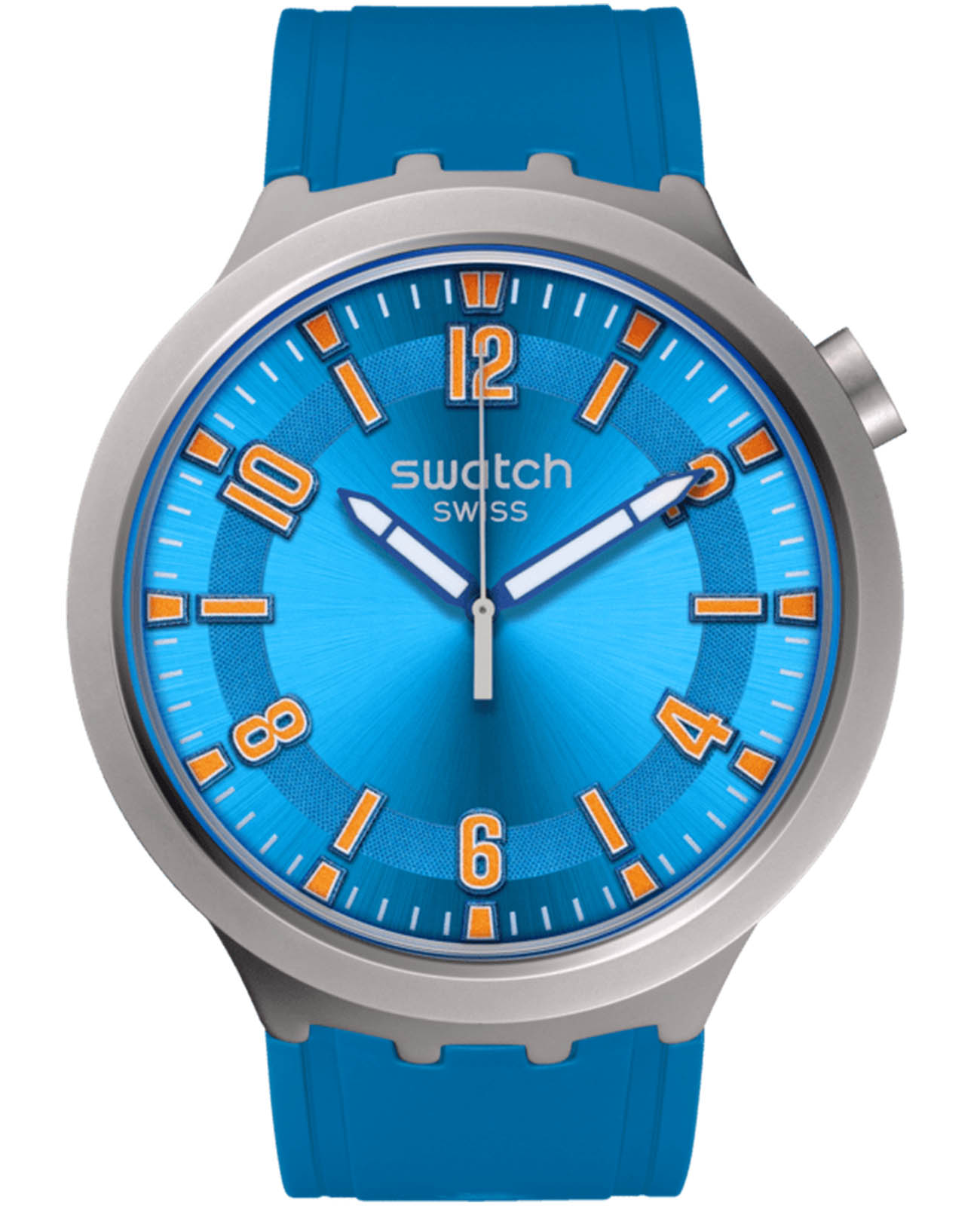 Swatch Swatch Big Bold Irony Standard SB07S115  SB07S115 кварцевые мужские часы голубой циферблат, браслет резина — вид спереди