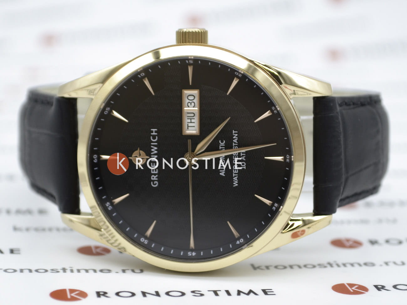 Greenwich Greenwich Good Luck Classic GW 074.41.31,  англия мужские часы на браслете кожаный боковой вид