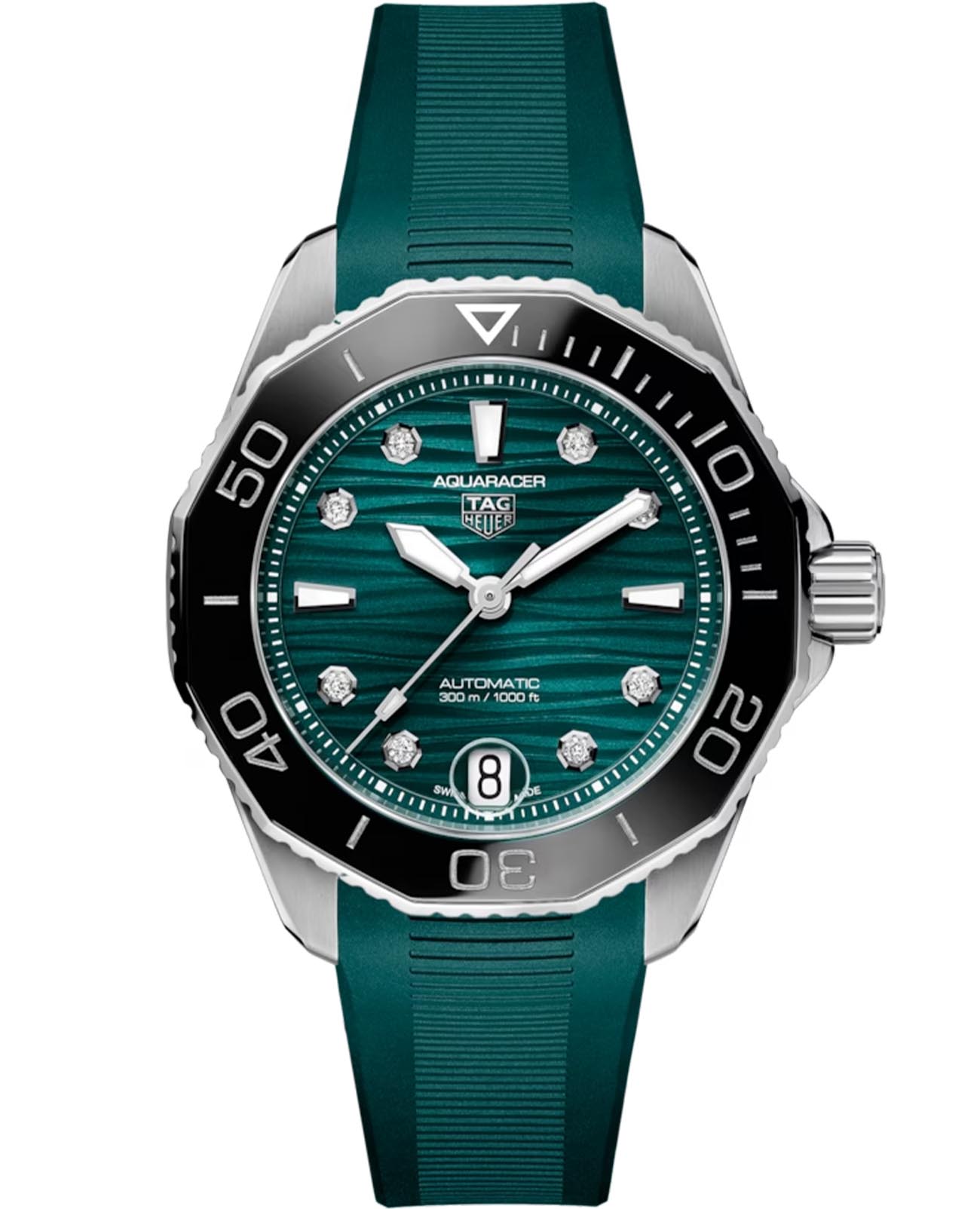 TAG Heuer TAG Heuer Aquaracer Professional 300 WBP231G.FT6226  WBP231G.FT6226 механические мужские часы зеленый циферблат, браслет каучук — вид спереди