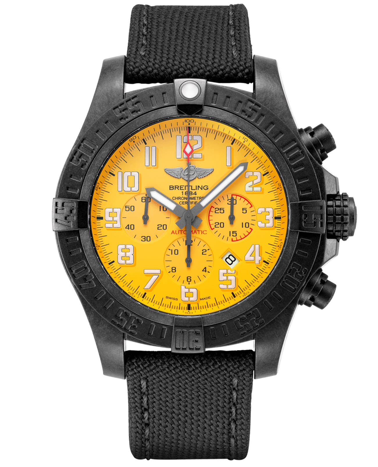 Breitling Breitling Avenger Hurricane 12H XB0170E41I1W1  XB0170E41I1W1 механические мужские часы черный циферблат, браслет полиамидная ткань — вид спереди