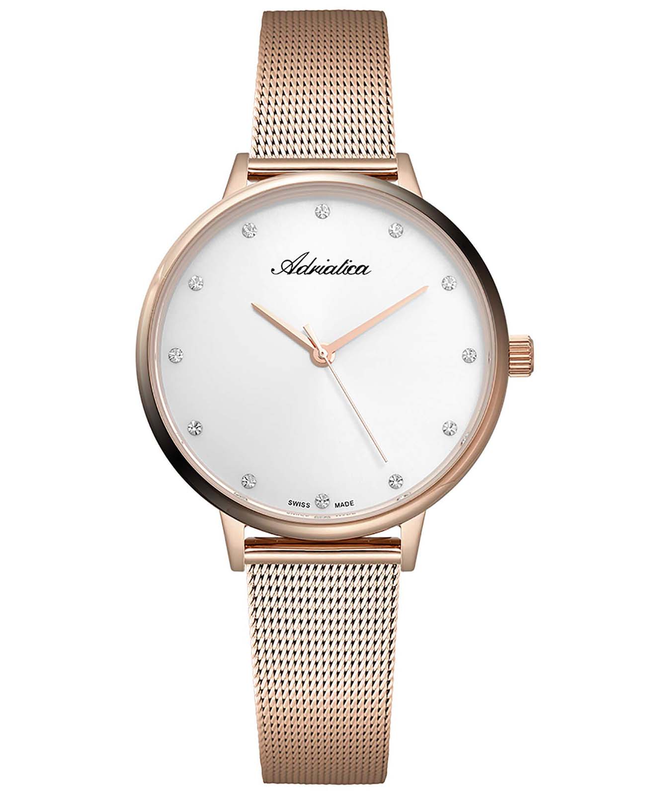 Adriatica Adriatica A3573.9143Q  A3573.9143Q кварцевые женские часы белый циферблат, браслет сталь c pvd покрытием — вид спереди