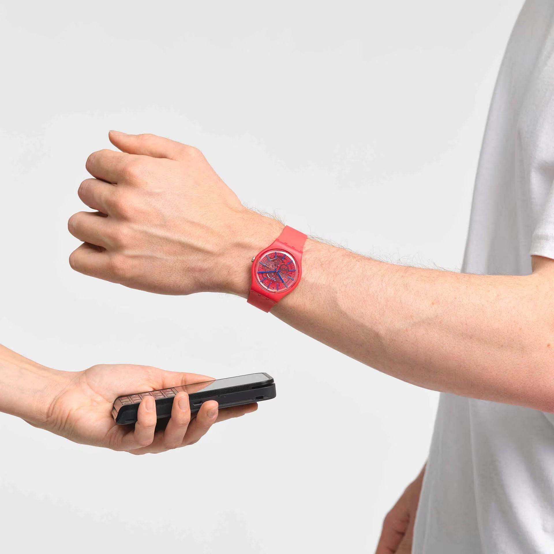 Swatch Swatch New Gent Biosourced Swatch Pay! SO29R107-5300 женские часы прозрачный циферблат на запястье