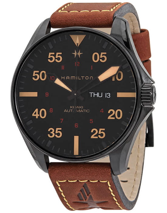 Hamilton Hamilton Khaki Aviation Pilot Day Date Auto H64705531 , наручные мужские часы фото под углом