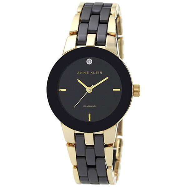 Anne Klein Anne Klein Diamond  1610BKGB  1610BKGB кварцевые женские часы черный циферблат, браслет нержавеющая сталь с ip-покрытием — вид спереди