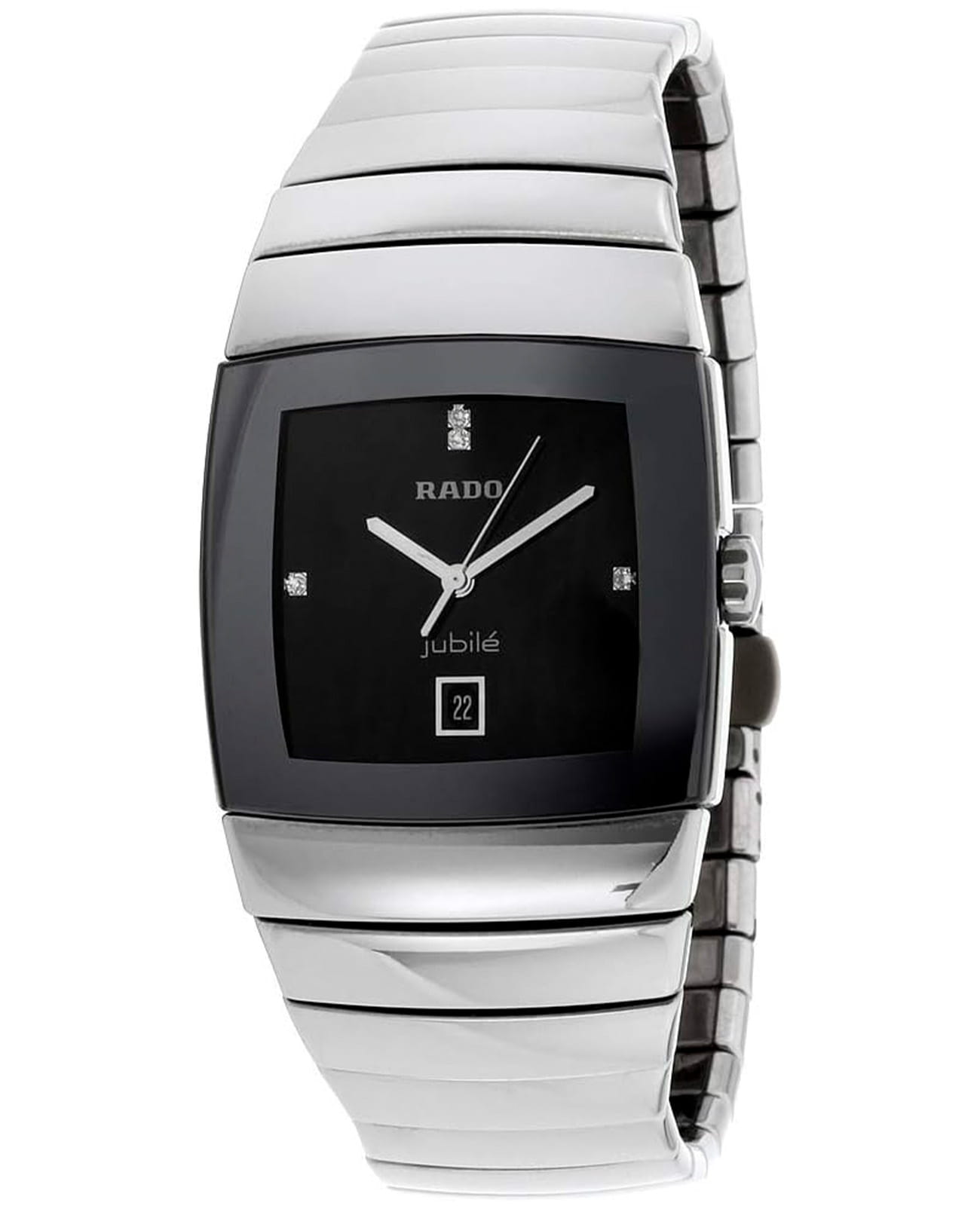 Rado Rado Sintra R13778702  R13778702 кварцевые мужские часы черный циферблат, браслет сталь + керамические вставки — вид спереди