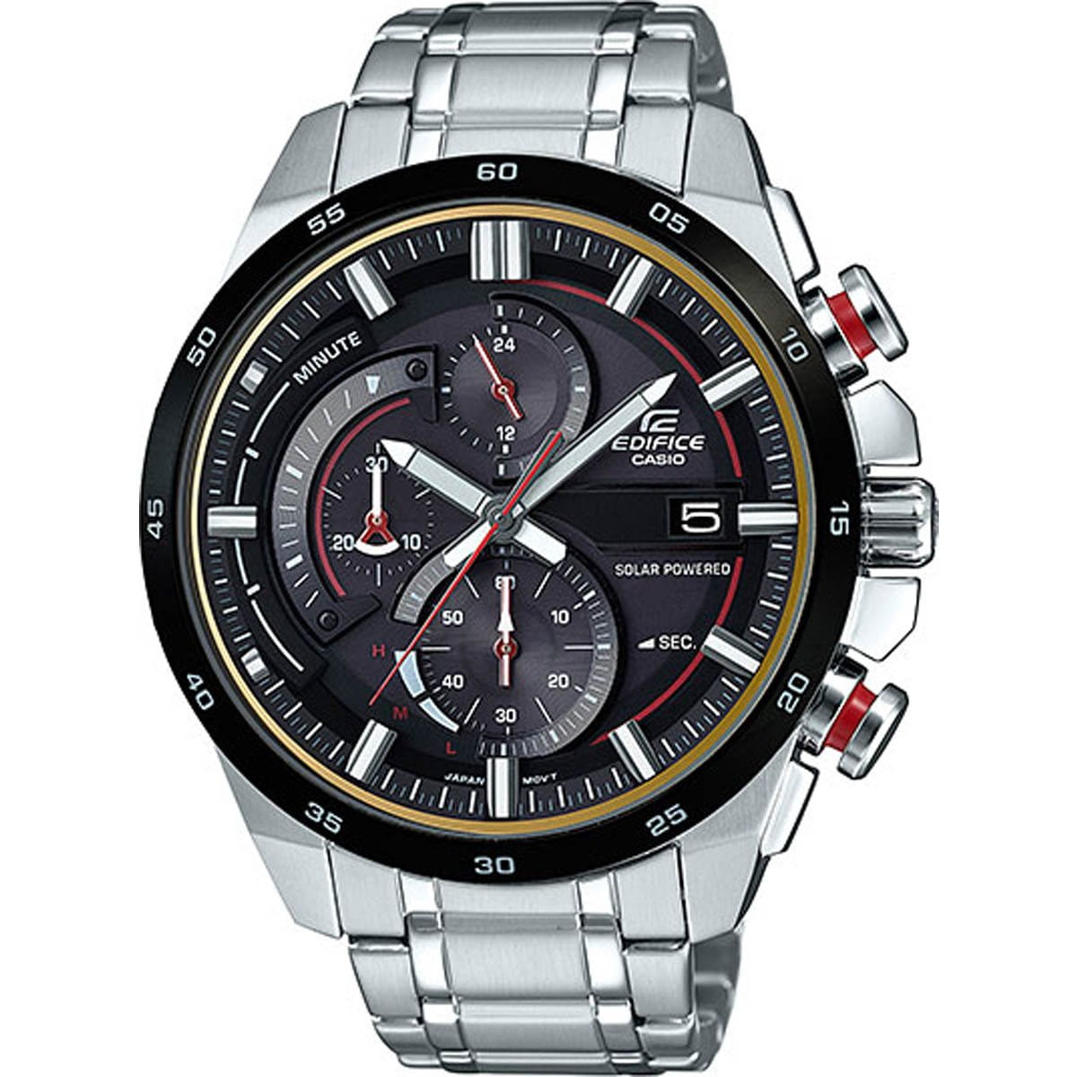 Casio Casio Edifice EQS-600DB-1A4 EQS EQS-600DB-1A4 автокварц (кинетик) мужские часы черный циферблат, браслет нержавеющая сталь — вид спереди