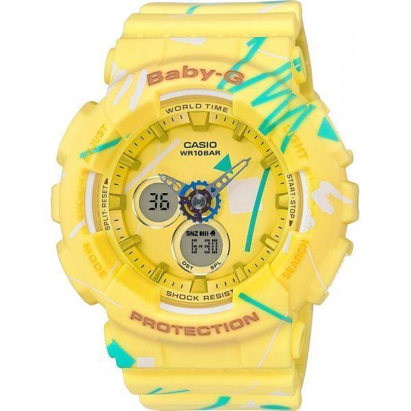 Casio Casio Baby-G BA-120SC-9A  BA-120SC-9A кварцевые женские часы желтый циферблат, браслет пластик — вид спереди