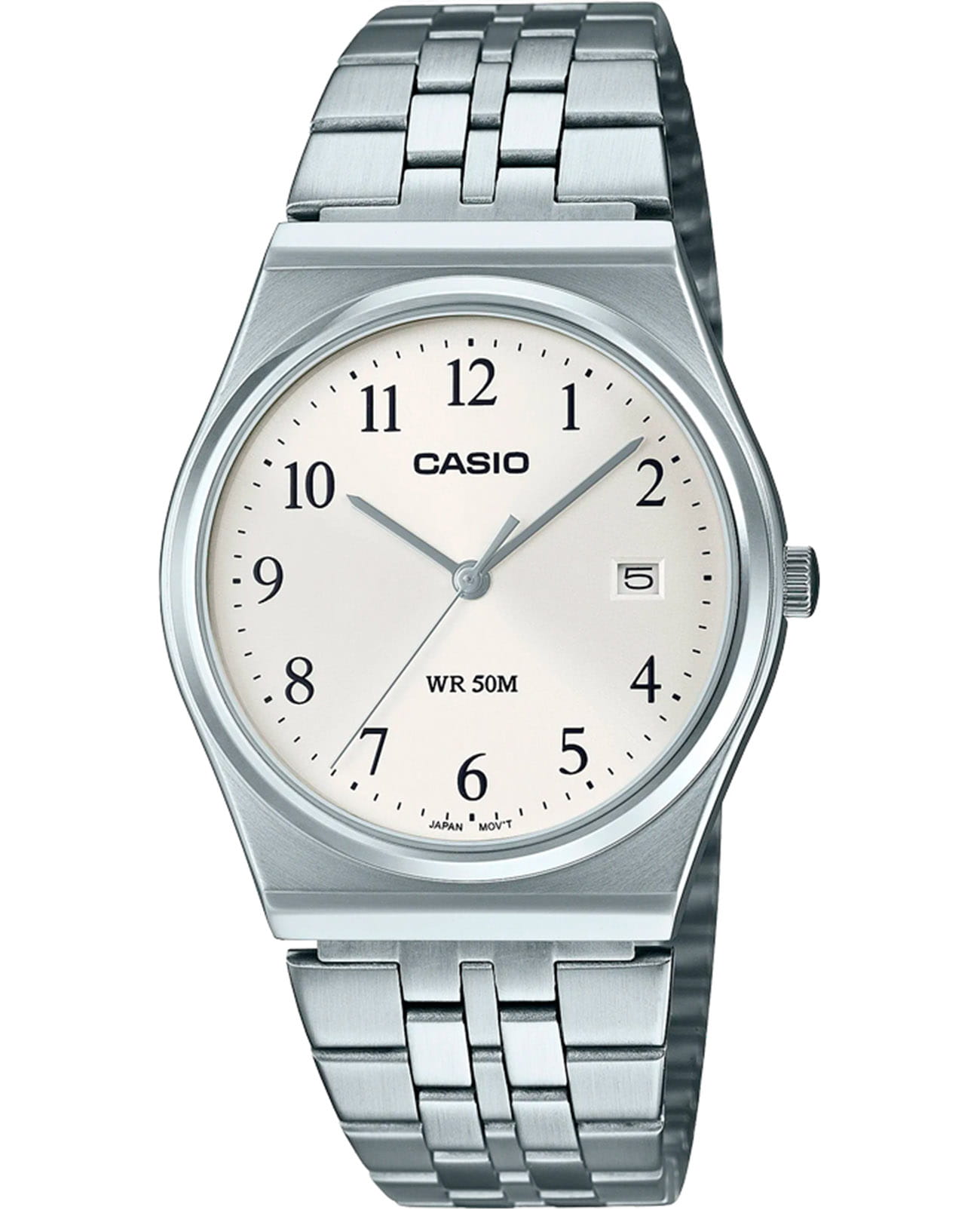 Casio Casio Collection MTP-B145D-7BVEF  MTP-B145D-7BVEF кварцевые мужские часы белый циферблат, браслет нержавеющая сталь — вид спереди