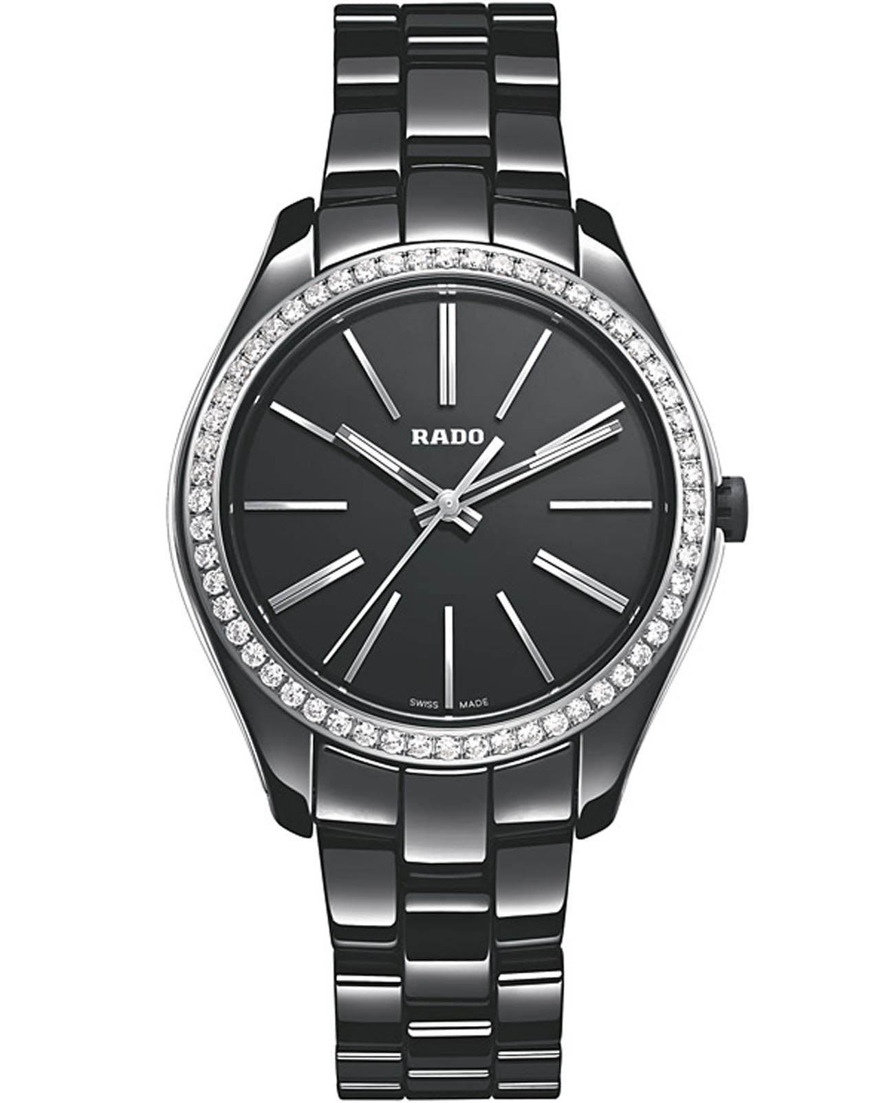 Rado Rado Hyperchrome R32312152  R32312152 кварцевые женские часы черный циферблат, браслет высокотехнологичная керамика — вид спереди