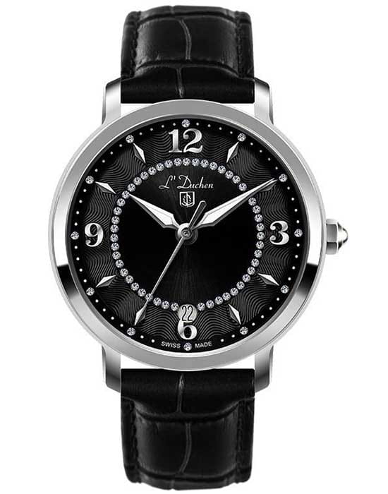 L'Duchen LDuchen D 281.11.31  D 281.11.31 кварцевые женские часы черный циферблат, браслет кожаный — вид спереди