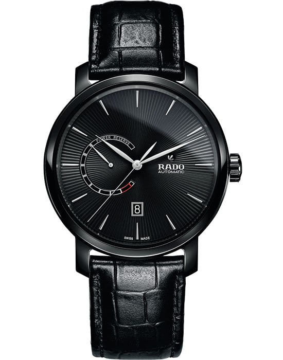 Rado Rado Diamaster Power Reserve R14137156 Automatic R14137156 механические мужские часы черный циферблат, браслет кожаный — вид спереди