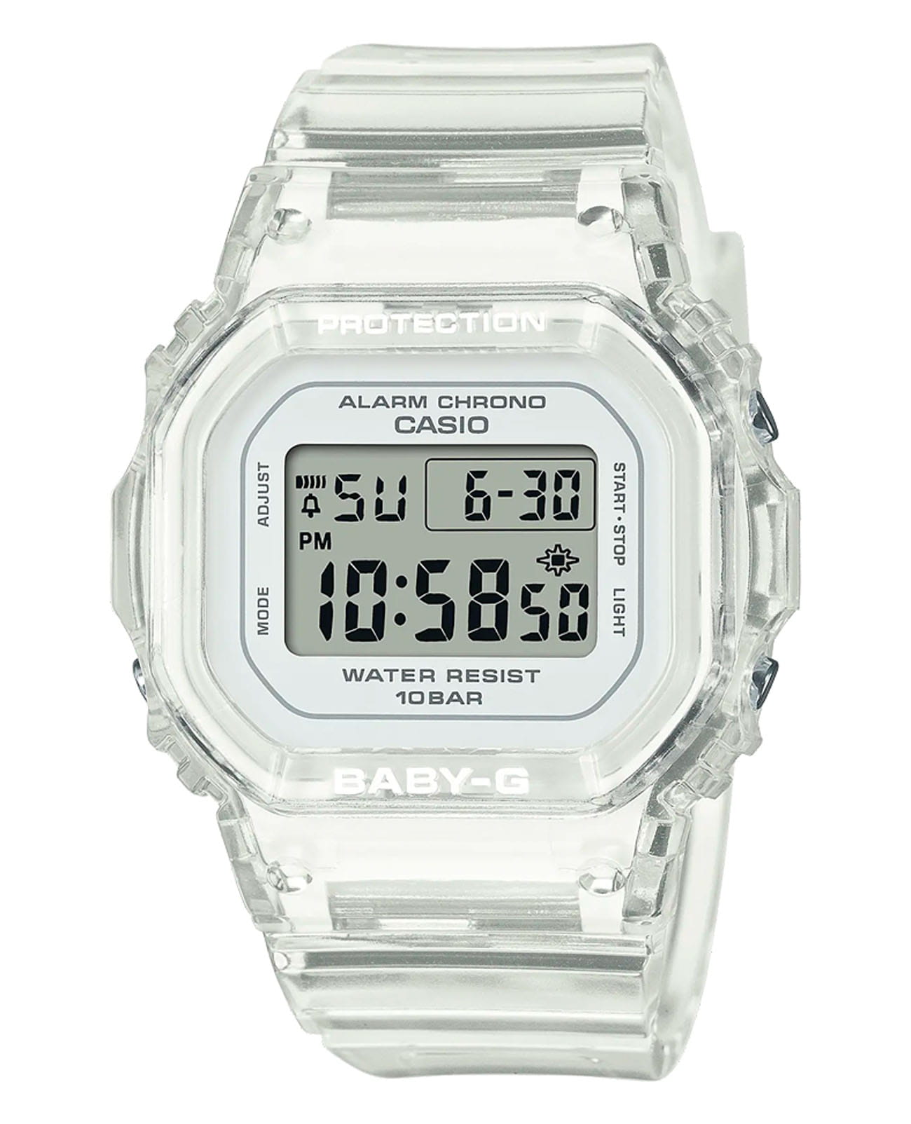 Casio Casio Baby-G BGD-565US-7DR (BGD-565US-7)  BGD-565US-7 кварцевые женские часы белый циферблат, браслет пластик — вид спереди