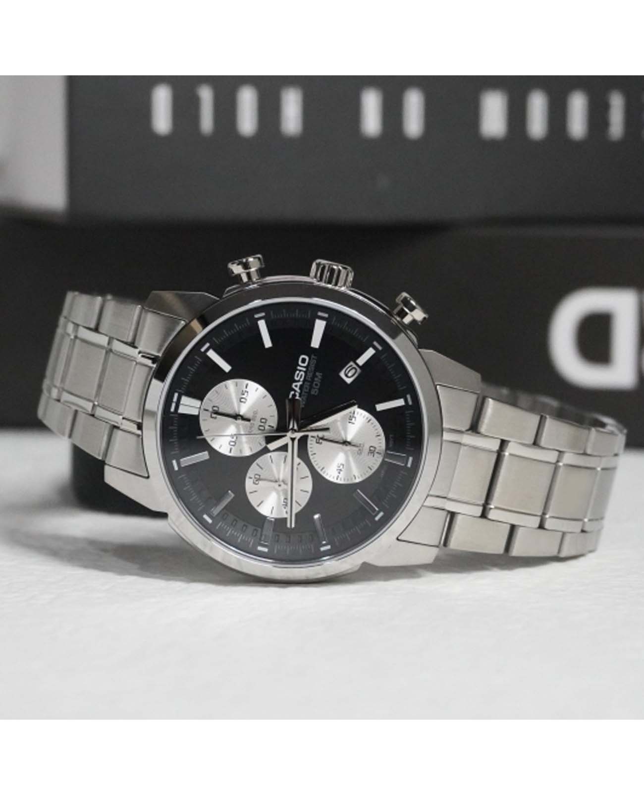 Casio Casio Collection MTP-E510D-1A2VDF (MTP-E510D-1A2), collection япония мужские часы на браслете нержавеющая сталь боковой вид