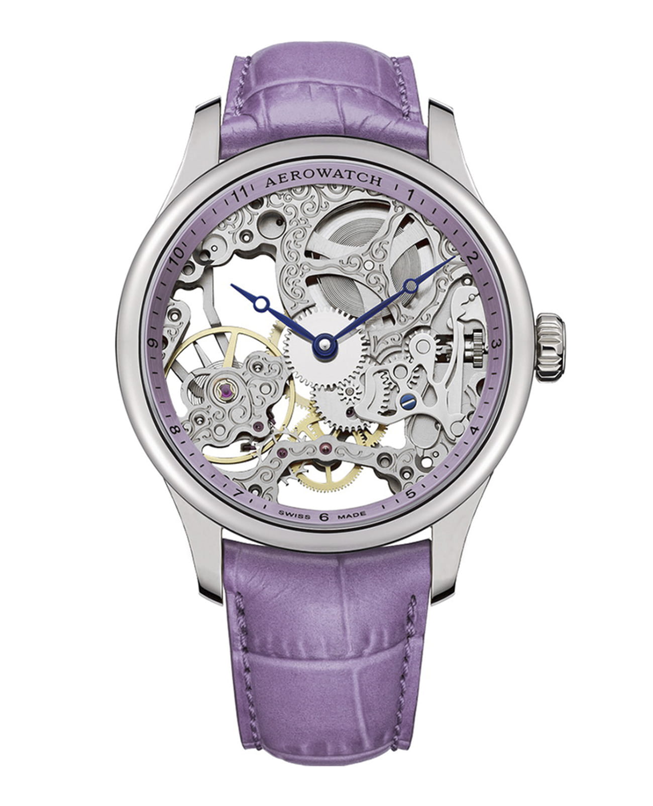 Aerowatch Aerowatch 1942 57981 AA15  57981 AA15 механические женские часы серебристый циферблат, браслет кожаный — вид спереди