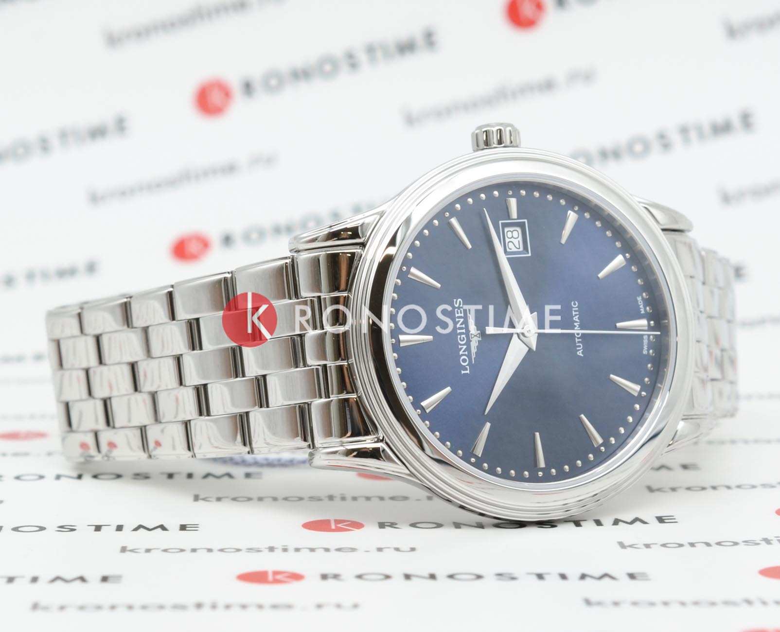 Longines Longines Flagship L4.984.4.98.6 мужские часы синий циферблат на запястье