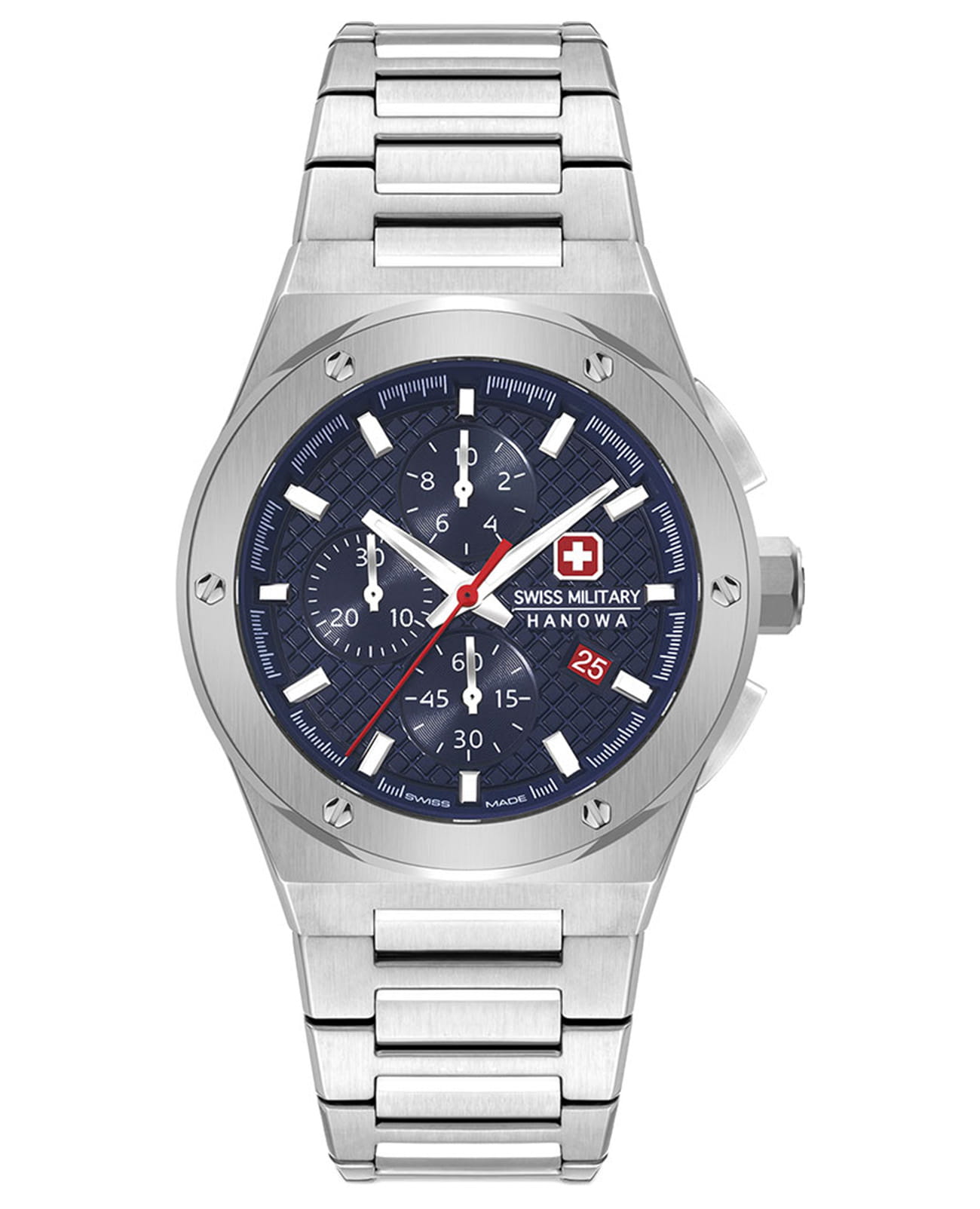 Swiss Military Hanowa Swiss Military Hanowa Aerograph SMWGI2101702  SMWGI2101702 кварцевые мужские часы синий циферблат, браслет нержавеющая сталь — вид спереди