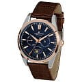 Jacques Lemans Jacques Lemans 1-1901D  1-1901D кварцевые мужские часы  синий циферблат, браслет кожа + текстиль — вид спереди