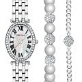 Anne Klein Anne Klein Box Set 3971SVST  3971SVST кварцевые женские часы  перламутровый циферблат, браслет нержавеющая сталь — вид спереди