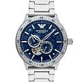 Emporio Armani Emporio Armani Mario AR60052  AR60052 механические мужские часы  синий циферблат, браслет нержавеющая сталь — вид спереди