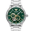 Emporio Armani Emporio Armani Mario AR60053  AR60053 механические мужские часы  зеленый циферблат, браслет нержавеющая сталь — вид спереди