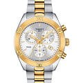 Tissot Tissot PR 100 Sport Chic Chronograph T101.917.22.031.00 PR 100 Sport Chic T1019172203100 кварцевые женские часы  серебристый циферблат, браслет сталь c pvd покрытием — вид спереди