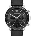 Emporio Armani Emporio Armani AR11243  AR11243 кварцевые мужские часы  черный циферблат, браслет кожаный — вид спереди