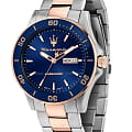 Maserati Maserati Successo Chronograph R8823100001  R8823100001 кварцевые мужские часы  синий циферблат, браслет нержавеющая сталь с pvd-покрытием — вид спереди